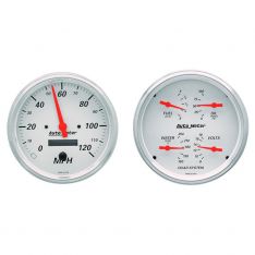 AutoMeter 1303 Arctic White 2-Piece Gauge Kit, 5in Quad & Speedometer
