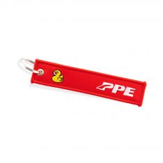 PPE Power Remove Before Flight Key Chain - Red Fabric with White Embroidery   Yellow Ducky 588982802