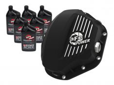 aFe Pro Series Rear Differential Cover Kit Black w/Machined Fins/Gear Oil 46-70032-WL