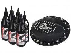 aFe Pro Series Front Differential Cover Kit Black w/Machined Fins/Gear Oil 46-70042-WL