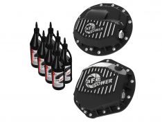 aFe Pro Series Front/Rear Differential Covers Black w/Machined Fins/Gear Oil 46-70402-PL