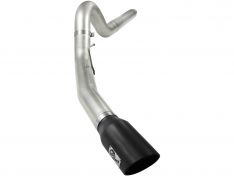 aFe Large Bore-HD 5 IN 409 Stainless Steel DPF-Back Exhaust System w/Black Tip 49-43054-B