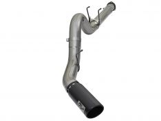 aFe Large Bore-HD 5 IN 409 Stainless Steel DPF-Back Exhaust System w/Black Tip 49-43090-B