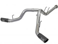 aFe Large Bore-HD 4 IN 409 Stainless Steel DPF-Back Exhaust System w/Black Tip 49-43092-B