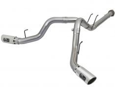 aFe Large Bore-HD 4 IN 409 Stainless Steel DPF-Back Exhaust System w/Polished Tip 49-43092-P