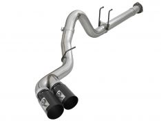 aFe Rebel XD Series 4 IN 409 Stainless Steel DPF-Back Exhaust w/Dual Black Tips 49-43102-B