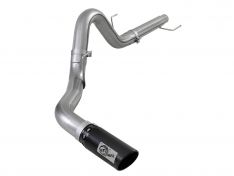 aFe Large Bore-HD 4 IN 409 Stainless Steel DPF-Back Exhaust System w/Black Tip 49-43143-B