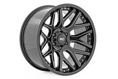 Rough Country 95 Series Wheel - One-Piece - Gloss Black Machined - 20x10 - 8x180 - -19mm