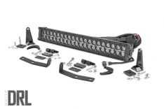 LED Light - Bumper Mount - 20" Black Dual Row - White DRL - Nissan Titan XD (16-21)