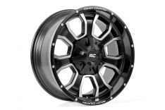 Rough Country 93 Series Wheel - One-Piece - Machined Black - 20x9 - 6x5.5/6x135 - 0mm